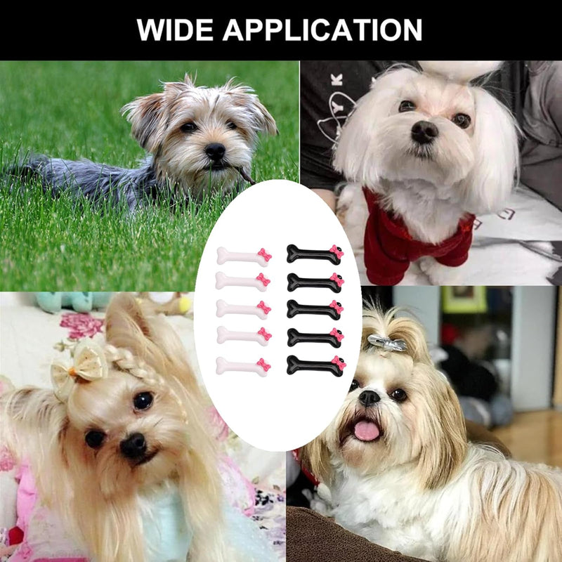 Dog Hair Bows,20 Pack Dog Hair Clips Cute Bone Bow Shaped Snap Dog Hair Bows Pet Hair Barrettes White Black Small Snap Hair Clips Animal Hair Clips Dog Accessories for Pet - BeesActive Australia