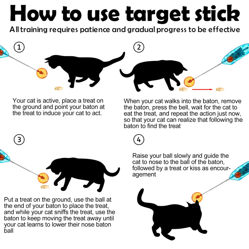 4 Pcs Cat Clicker Training Kit Includes 2 Pet Cat Training Target Sticks 2 Cat Training Clickers with Wrist Strap,Retractable Target Stick Clicker, Positive Behavior Reinforcer for Cats Pets Puppy Dog - BeesActive Australia