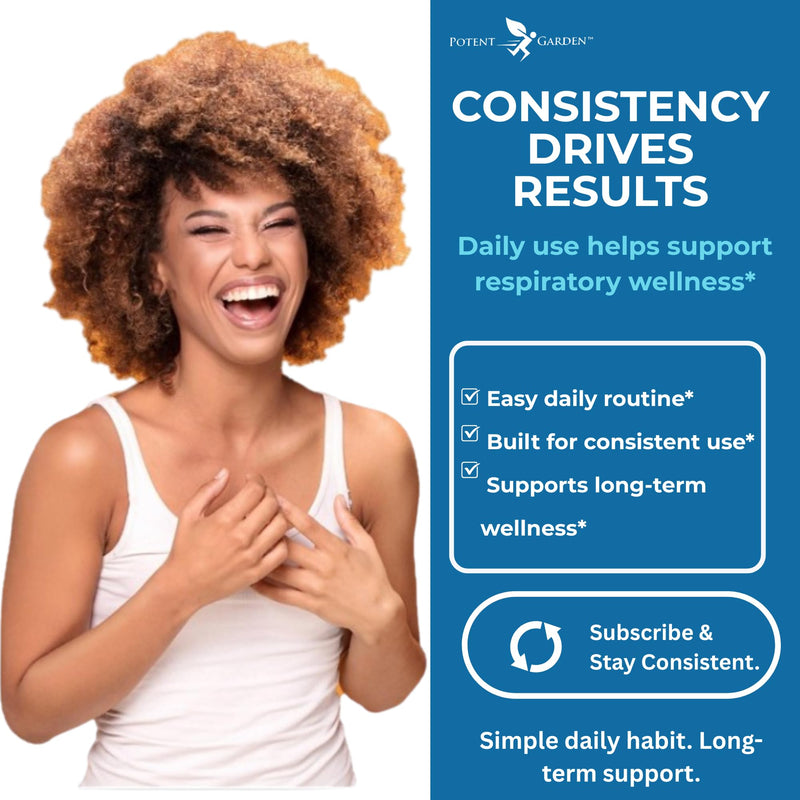 Potent Garden Lung Support – 10-Ingredient Respiratory Wellness Formula with Vitamin C, Quercetin & Herbal Blend – Daily Lung & Immune Support – Vegan Capsules, 60 Count (60-Day Supply)