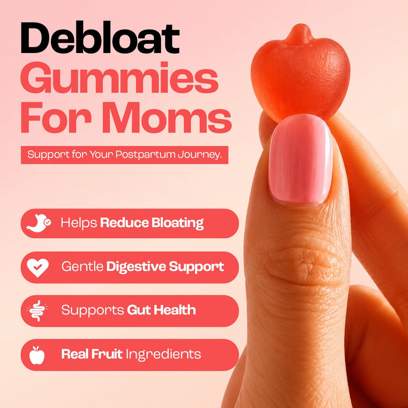 Baby Blues Apple Cider Vinegar Gummies with the Mother for Bloating, Metabolism and Healthy Weight, Postpartum and Breastfeeding Women, Apple Flavor, Vegan, 60 Count