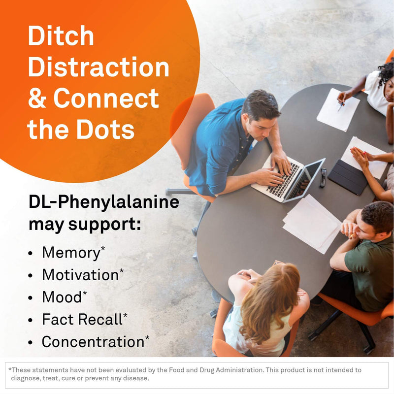 Neuroscience Focus DL Brain Supplement with L-Phenylalanine, 60 ct | Memory & Brain Health Capsules for PEA Production, Mental Clarity, and Catecholamine