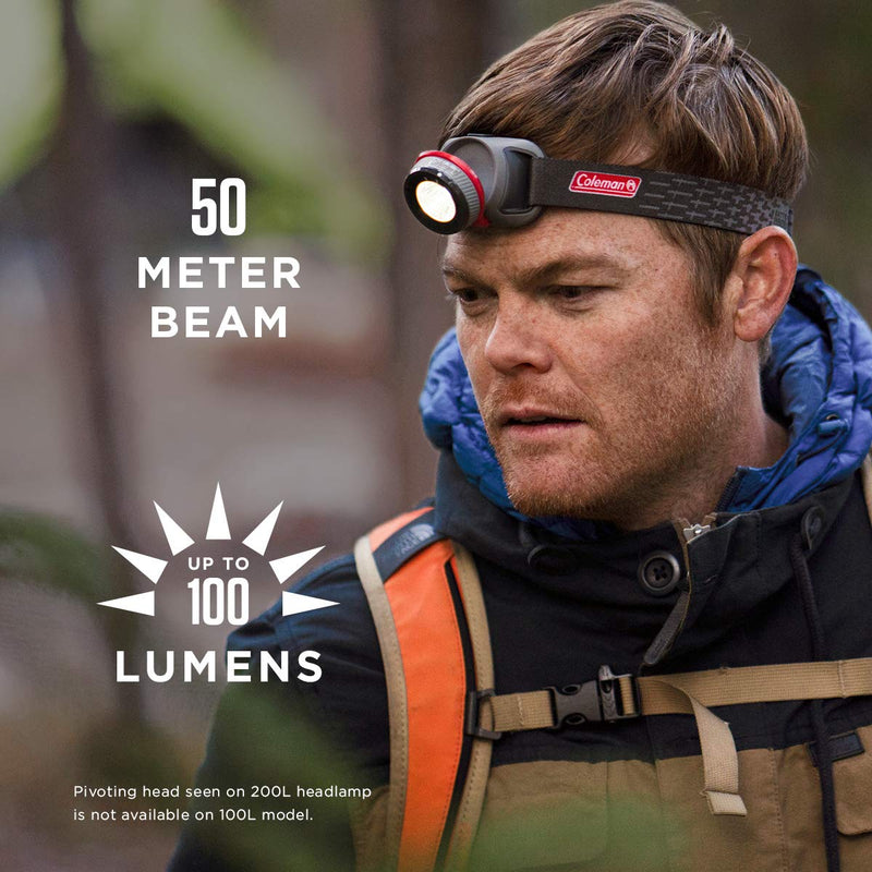 Coleman LED Headlamp with BatteryGuard Technology, Water-Resistant Headlamp with 4 Light Modes 100 Lumens