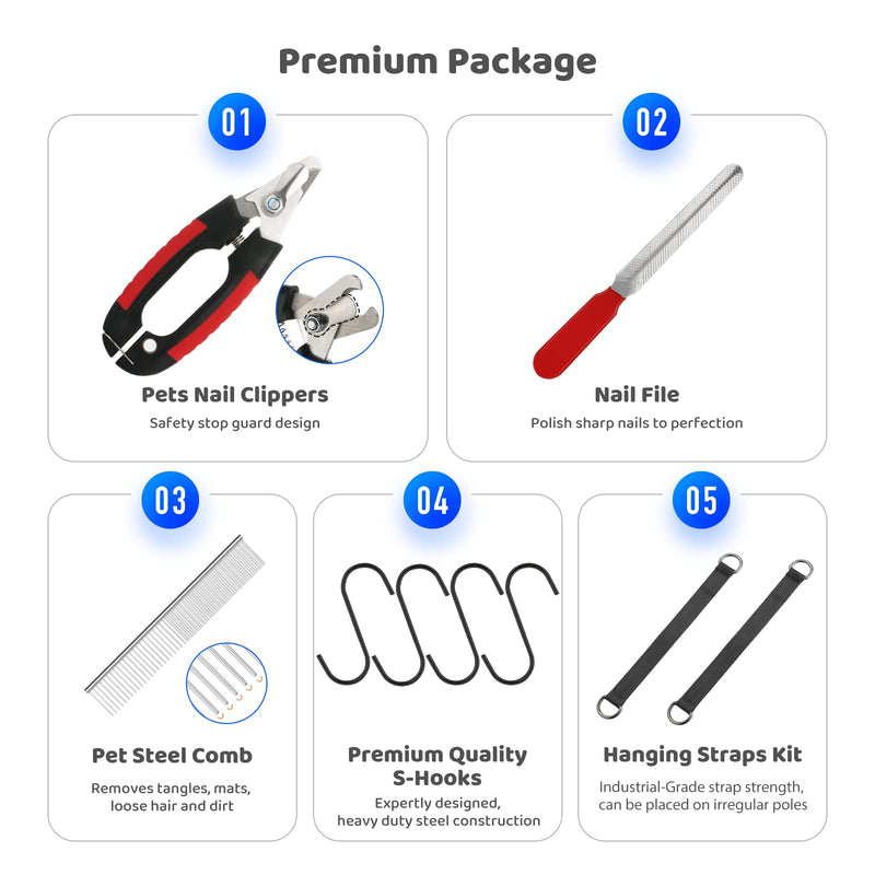 Guzekier Dog Grooming Hammock for Trim Nail, Dog Sling for Grooming, Dog Hammock Restraint Bag with Nail Clippers/Trimmer, Nail File, Pet Comb,Ear/Eye Care (Weight: 20-45 LBS) M（Weight：25-45LB）