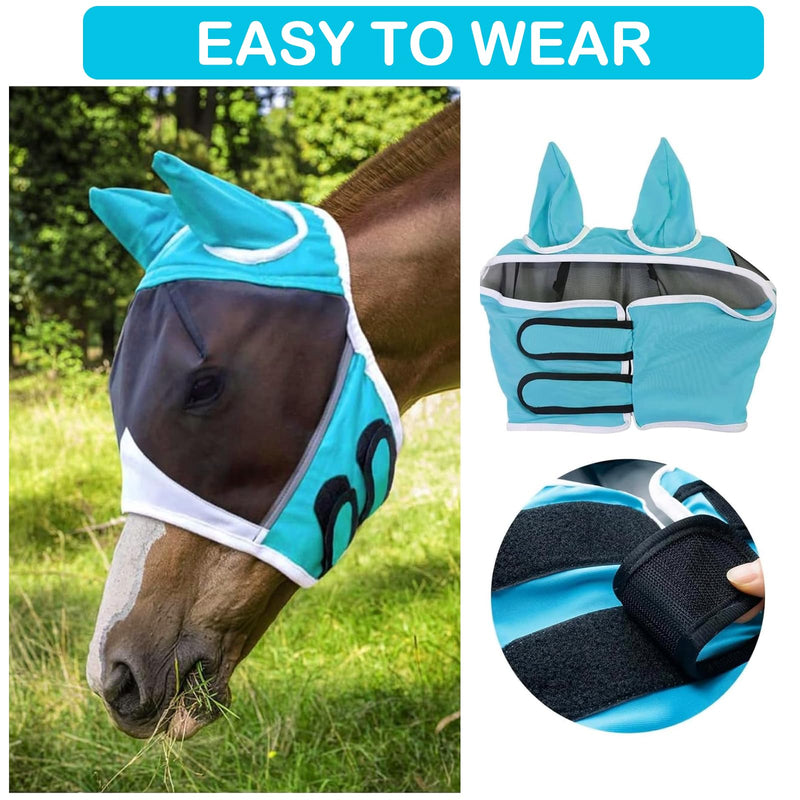 YANINEE 50 * 37cm fly mask horse UV protection, fly hood horses with ear protection - BeesActive Australia