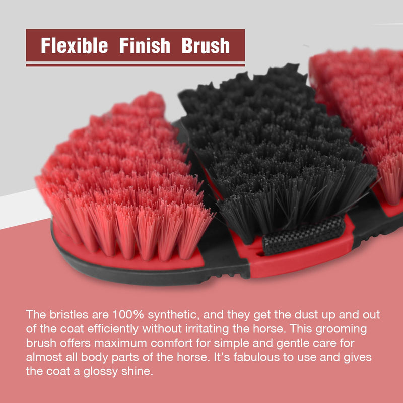 Harrison Howard Flexible Finish Brush Horse Grooming Brush Bendable Brush Convenient for Horse Scrubbing Comfortable Hold in Hand Red - BeesActive Australia