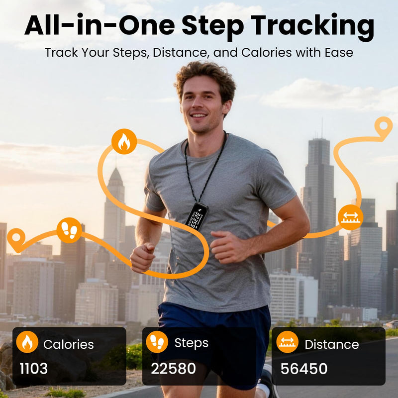 3D Pedometer for Walking, Simple Step Counter with Large Digital Display, Accurate Step Tracker with Lanyard,Clip on Pedometer for Men Women Kids Adults Seniors black
