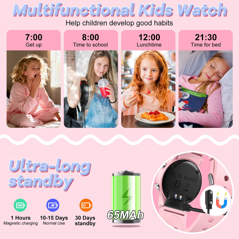BEN NEVIS Kids Watch for Boys Girls Waterproof Digital Watch for Kids with Pedometer, Vibration Alarm Clock, Stopwatch, Calendar, No App for Ages 5-18 03-Pink - BeesActive Australia