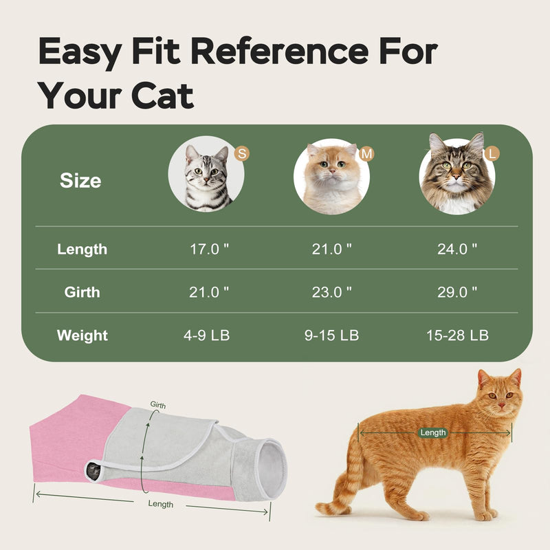 Cat Wrap for Cutting Nails, Self-Adhesive Cat Nail Clipping Restraint Bag, Anti-Scratch Cat Grooming Wrap Swaddle for Meds, SubQ Fluids, Ear Cleaning, Teeth Brushing & Vet Visits,Pink,L L(15-28lbs) Pink