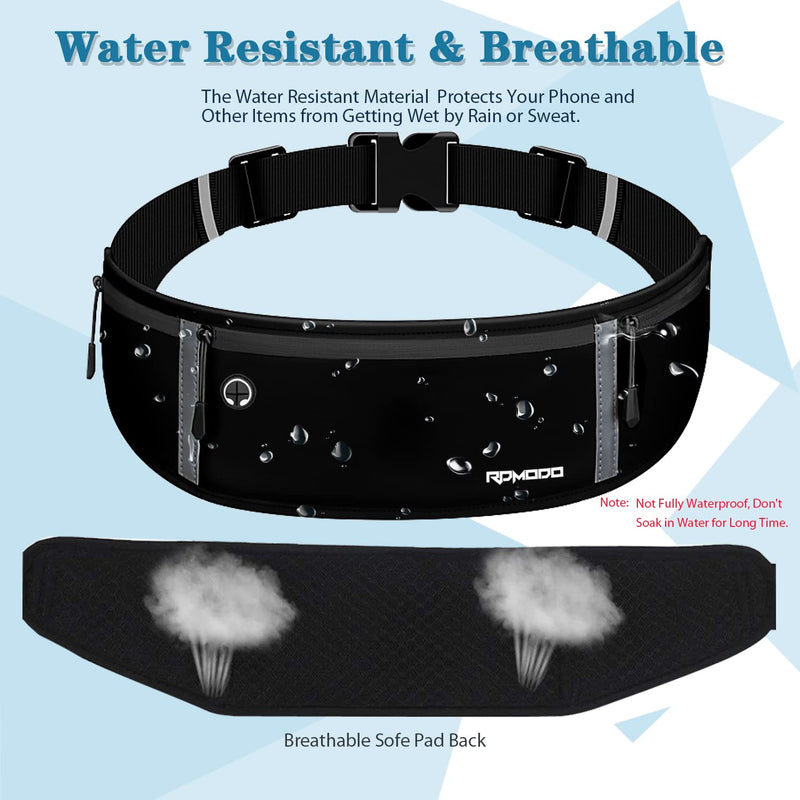 Running Belt Women Men, Fanny Pack Waist Bag, Phone Holder for Running Workout Plus Size Waterproof Adjustable Belt Bag for iPhone 16 15 14 13 12 Pro Max Samsung 2 Pack (Pure Black+Black Green) 09 - 1*Pure Blk + 1*Black&Green