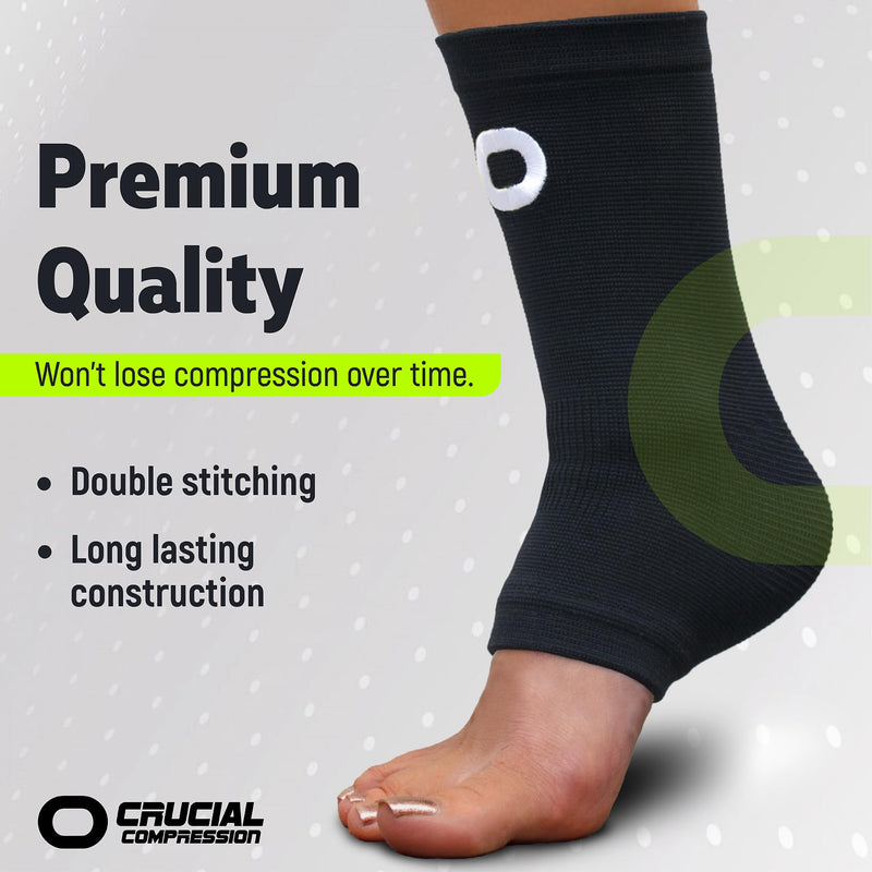 Ankle Compression Sleeve for Women & Men (Pair) – Ankle Brace for Sprain, Swelling, Achilles Tendon – Ankle Support Open Toe Plantar Fasciitis Socks for Foot Arch Support & Pain Relief Medium (Men's 7-10 / Women's 8-11) Black - BeesActive Australia