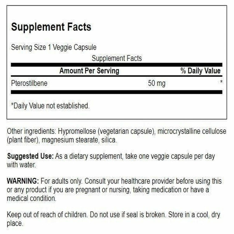 Swanson Pterostilbene 50 mg 30 Veg Caps | A Phytonutrient Similar to Resveratrol But Better Absorbed, Offering Antioxidant Benefits in Veggie Capsules 30 Count (Pack of 1)