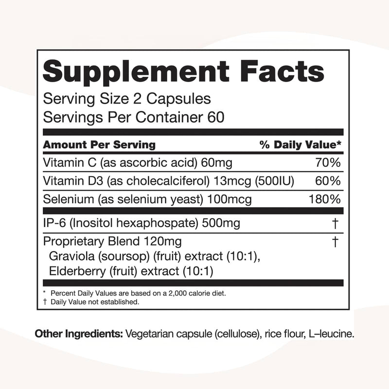 PURE Immune6 - Immune Support Supplement with Antioxidant Inositol Hexaphosphate IP6, Selenium Supplement + Vitamin C and D3 - Boost Immunity with Our Multi Vitamin - 120 Capsules
