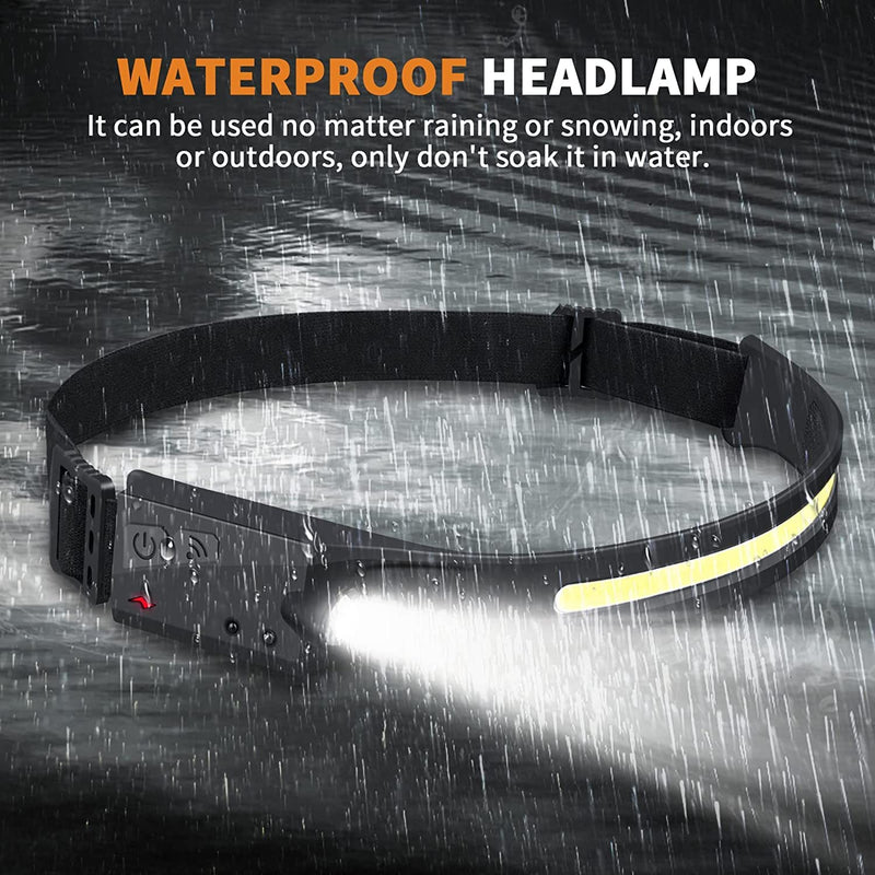 Headlamp 2 Pack, Rechargeable 230° Wide Beam Headlamps, 5 Lighting Modes, Motion Sensor Headlamp, Adjustable Headband, Lightweight Waterproof Headlight for Fishing, Camping…