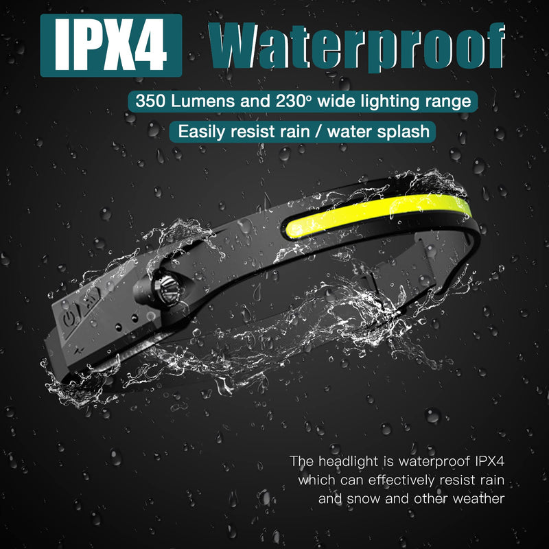 LED Headlamps Rechargeable,3PCS 230°Wide Beam Headlight, Motion Sensor Waterproof 5 Light Modes with Red Light Bright Flashlight Headlamp for Running Camping Cycling 3PCS
