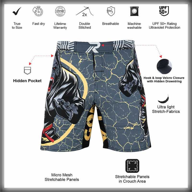ROAR-INT Kids Mixed Martial Arts MMA Shorts BJJ Cross Training Gym Boxing Grappling Kickboxing Muay Thai Workout Shorts Small Gorilla