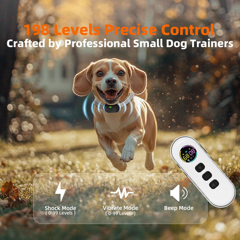 Ultra-Small Dog Shock Collar, Ultra-Light & Thin Dog Training Collar with 1300ft Remote, Tailored for Small Dogs 5-15lbs & Medium Dogs, 198-Level Precise Control, Waterproof, Rechargeable (Beige). Beige - BeesActive Australia