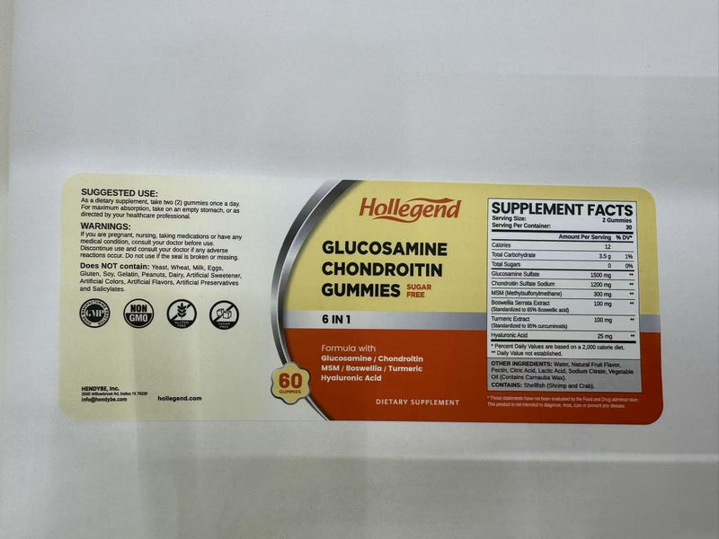 Glucosamine Chondroitin Gummies Sugar Free, Gummies Supplements for Adults Men & Women, 60 Count 1