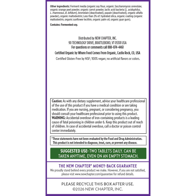 New Chapter Women's Advanced Multivitamin Formula, 120 Count | Fermented Essential Nutrients with Iron and Vitamin D3 for Stress, Bone, Immune, Beauty, and Cellular Energy Support 120 Count (Pack of 1)