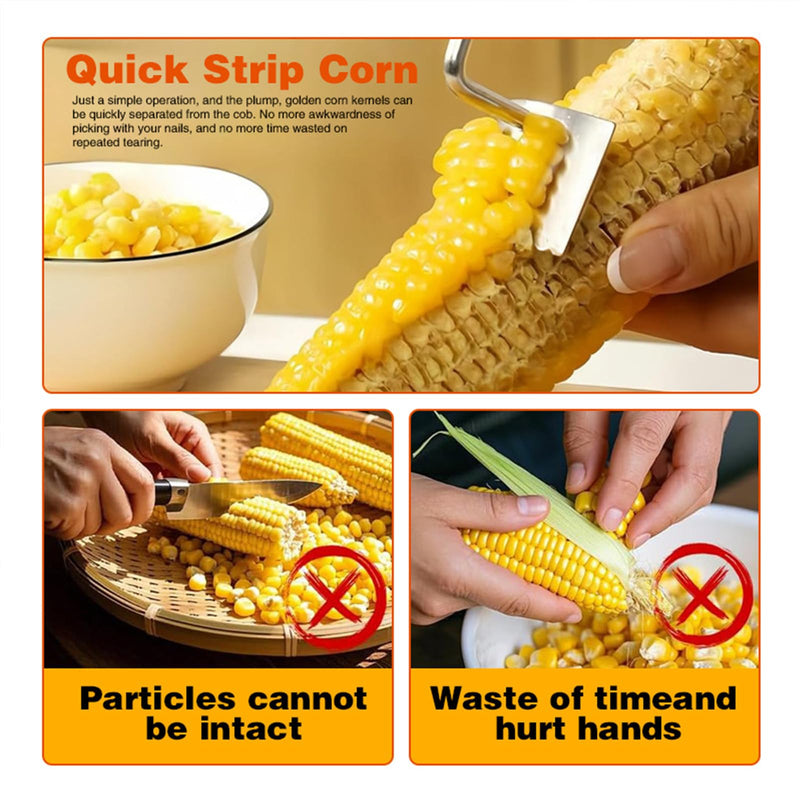 Corn Peeler For Corn On The Cob，2025 Upgrade Sawtooth Corn Cob Stripper Tool ，Ergonomic Design Ideal Tool For Long Handle Stainless Steel Corn On the Cob Stripper Tool (Silver, 1pack+1peeler) Silver - BeesActive Australia