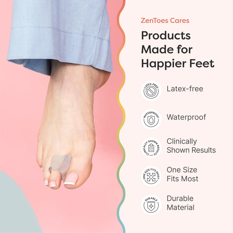 ZenToes Firm Gel Toe Separators for Overlapping Toes, Bunions, Big Toe Alignment, Corrector and Spacer, Strong Support - 4 Pack (Firm Frosted Clear) Firm Frosted Clear - BeesActive Australia
