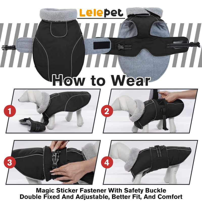 Lelepet Warm Dog Coat Reflective Dog Fleece Vest Waterproof Dog Jacket Windproof Dog Winter Coat Dog Cold Weather Coats with Adjustable Buckle XLarge Dog Coat Dog Snowsuit Dog Coat for Large Dogs， XL Black - BeesActive Australia