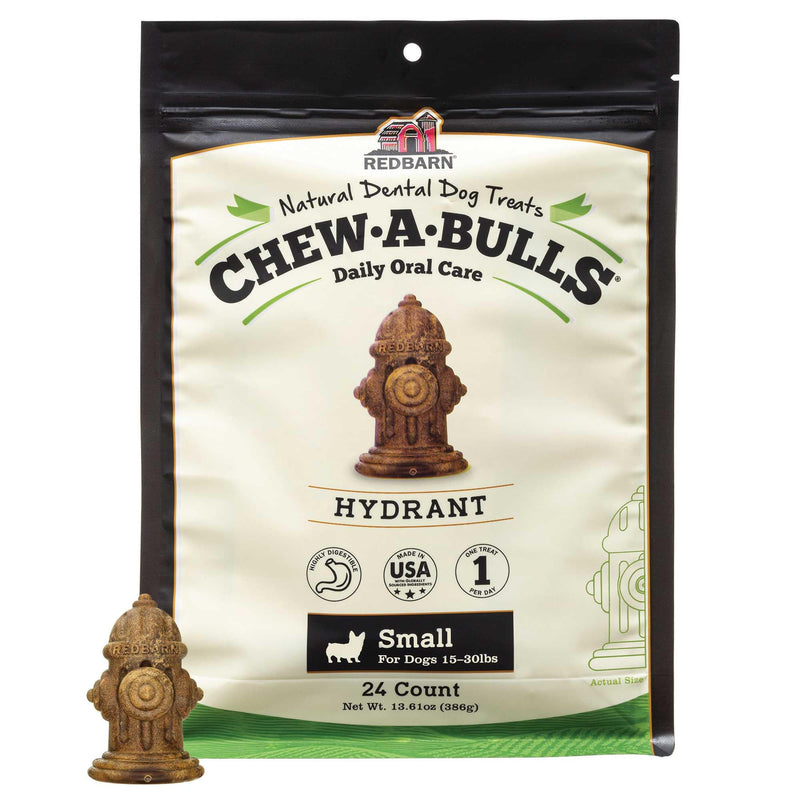 Redbarn Chew-A-Bulls, 24 Pack – Small Hydrant Shape Dog Dental Treats – Daily Oral Care with Fun Ridges & Grooves, All Natural Ingredients, Highly Digestible Chews & Low in Fat 1 Count (Pack of 24)