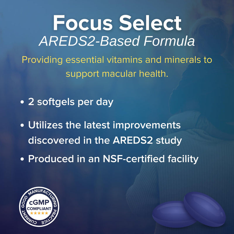Focus Select AREDS2-Based Eye Vitamin Supplement with Low-Zinc, 180 Count | Lutein and zeaxanthin vision supplement for macular support, doctor-developed, safe for smokers, made in USA, 90-day supply 180 Count (Pack of 1)