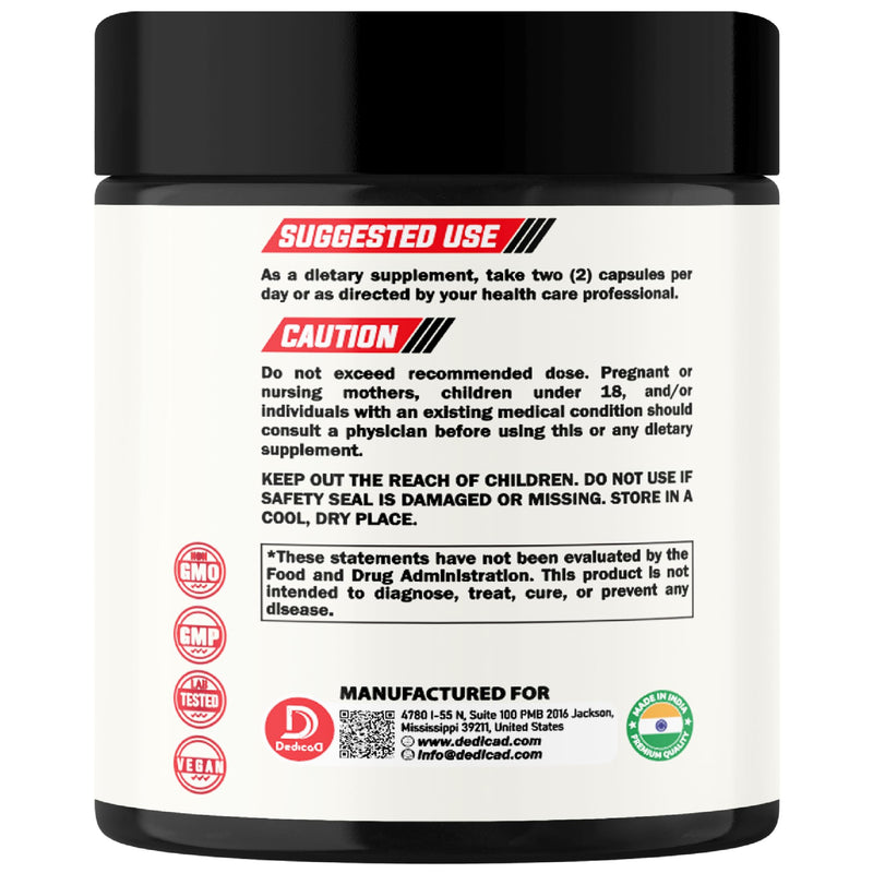 DEDICAD NAD Supplement with Nicotinamide Riboside, Trans-Resveratrol, Quercetin - Cellular Energy & Repair, Vitality, Healthy Aging - 60 Count 60 Count (Pack of 1)
