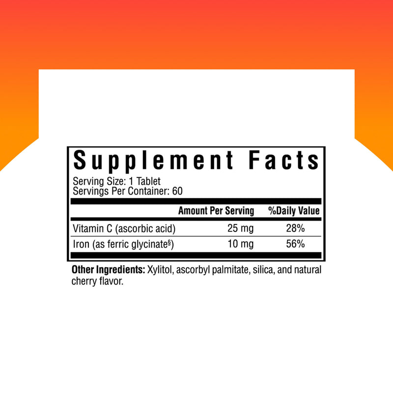 Seeking Health Iron Chewable - Mineral Supplement to Support Healthy Metabolism - Supplement Aids Muscle Function in Men & Women - Energy Support Supplement - 10 mg, 60 Tablets