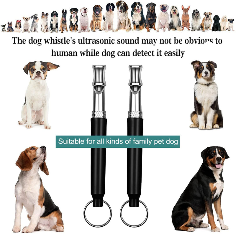 Dog Whistle, 2 Pack Professional Ultrasonic Dog Whistle to Stop Barking, Recall Training, Ultrasonic Silent Dog Whistle Training to Stop Barking Control Devices for Neighbors Dog, with Black Lanyard - BeesActive Australia