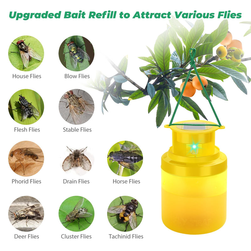 Fly Traps Outdoor Hanging, 2 Pack Solar Fly Trap with Natural Bait Refill, Reusable House Fly Killer, Horse Fly Catcher Fruit Fly Repellent Jar Bottle for Patio Barn Ranch Stable Orchard - BeesActive Australia