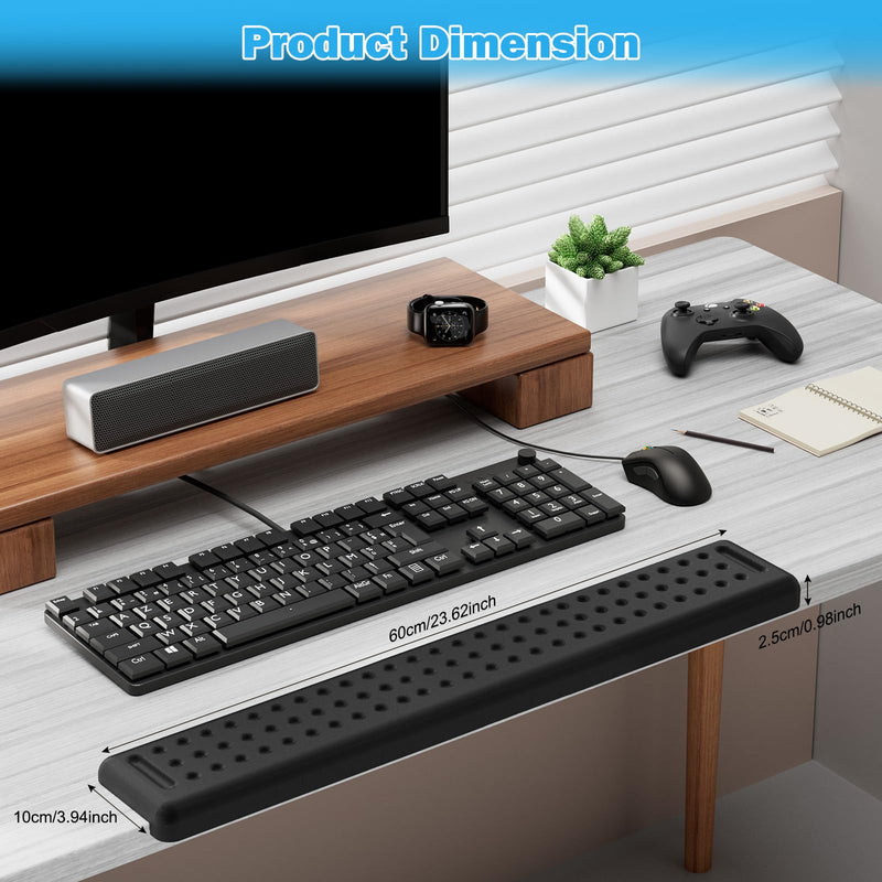 Leolee L-Shaped Desk Long Wrist Rest Elbow 60CM, Black Memory Foam Arm Rest for Desk with Non-Slip Base, Ergonomic Desk Edge Cushion, Wrist Support for Computer Keyboard, Typing, Office, Home Black-60cm-1pcs