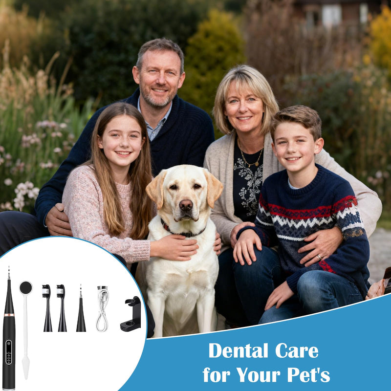 OlyPegic Dog Plaque Remover for Teeth, Rechargeable 5 Mode Dog Teeth Cleaning Kit with Gear Adjustment Indicator Light, IPX6 Waterproof & USB Charging, Professional Tartar Remover for Dogs and Cats