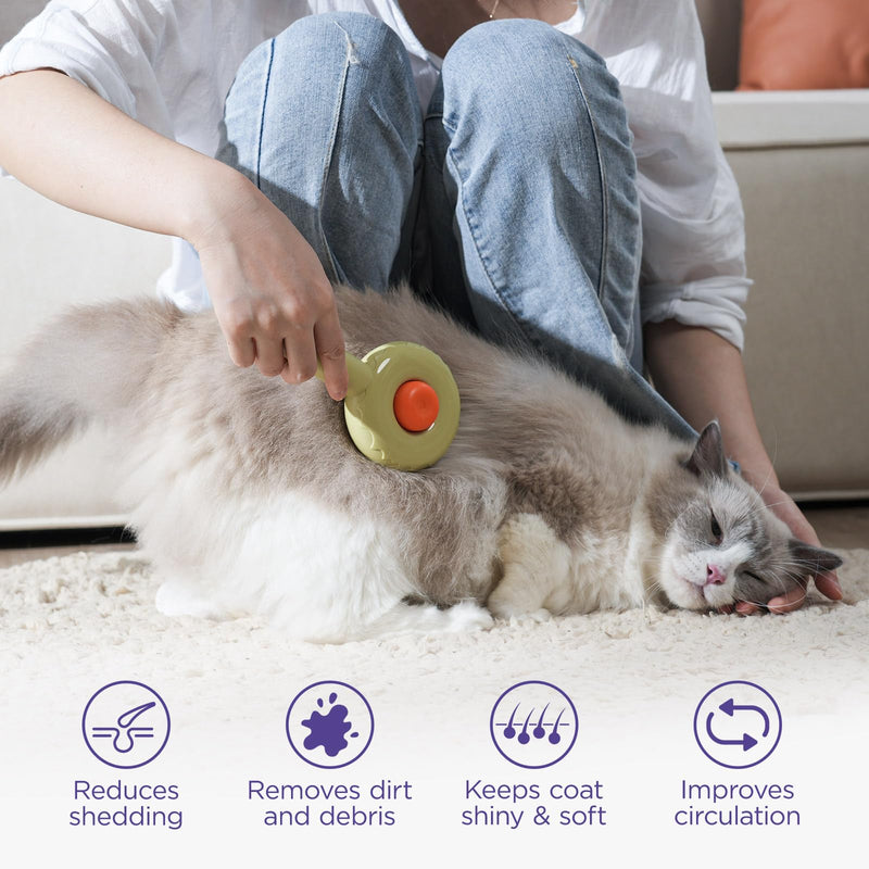HICC GROOM! Pet Grooming Brush for Cats and Dogs, Self-Cleaning Sliker Brush for Removes Mats, Tangles, and Loose Hair, Shedding Brush for Short or Long Haired Cats/Dogs (Donut) Orange - BeesActive Australia