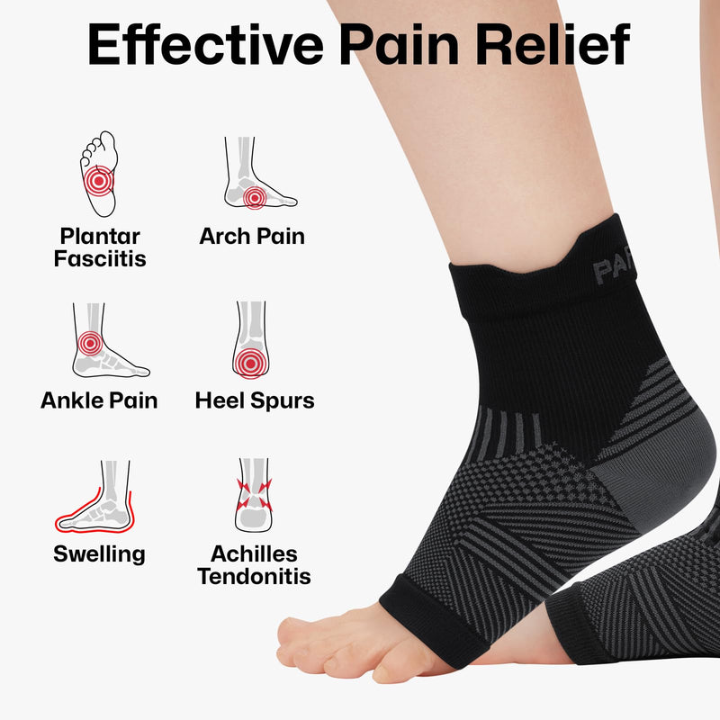 PAPLUS 6 Pairs Plantar Fasciitis Socks for Achilles Tendonitis Relief - Ankle Compression Socks for Women & Men - Ankle Brace with Arch Support for Swelling, Plantar Fasciitis Relief Black（6 pairs） Medium - BeesActive Australia