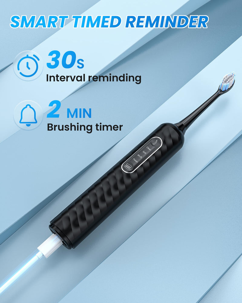 Electric Toothbrush with Water flosser, 3 in 1 Teeth Cleaning Kit with 7 Modes, Electric Toothbrush and flosser Combofor Adults, Water Flosser Portable for Travel and Home (Black) Black - BeesActive Australia