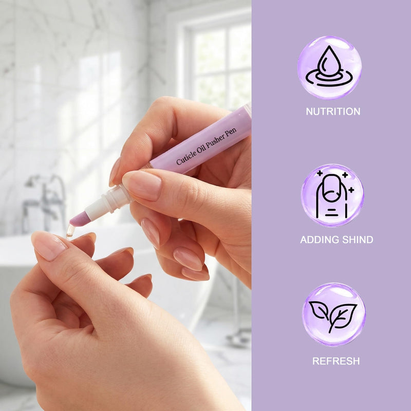 4-in-1 Cuticle Oil Pusher Pen, 2026 New Cuticle Pusher Oil Pen Nail Cuticle Pen Applicator, Cuticles Remover Pens for Dry Damaged Nails, Hangnails, Moisturize Strengthen Brighten (1 Pink+1 Purple) 1 Pink+1 Purple