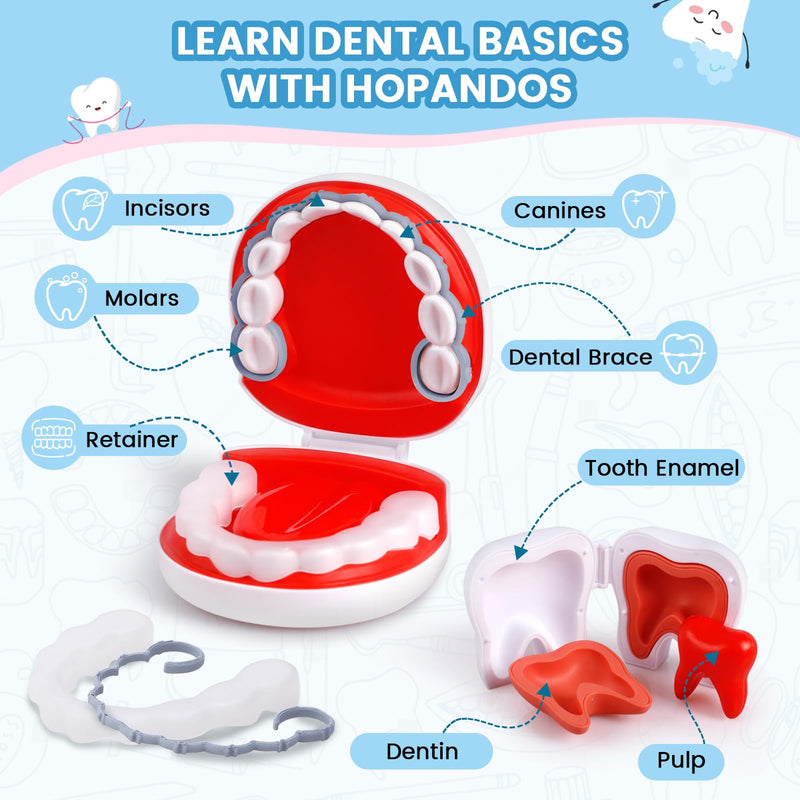 Dentist Play Set for Kids Ages 3-8, 26PCS Realistic Pretend Dental Toy Kit with Teeth Cleaning Tools, Doctor Costume & Learning Guide. STEM Educational Toys, Toddler Medical Kit for Boys & Girls Gifts Dentist Kit - BeesActive Australia