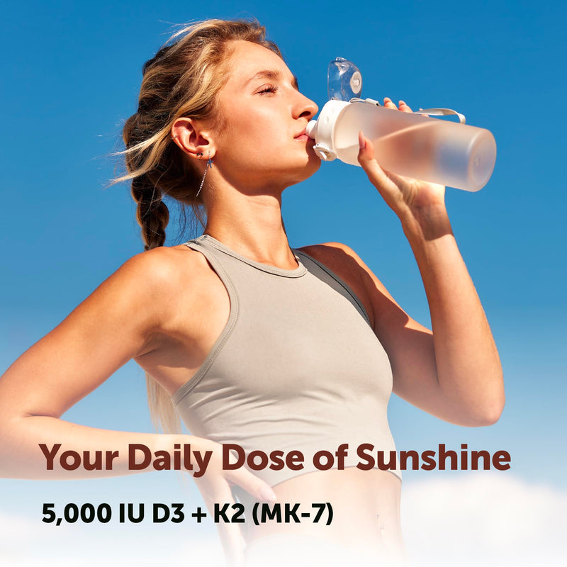 Micro Ingredients Vitamin D3 5,000 IU + K2 MK-7 100 mcg Per Serving, 90 Softgels | 2-in-1 D3 K2 Supplement | Easy-to-Swallow, Non-GMO, Gluten Free 90 Count (Pack of 1)