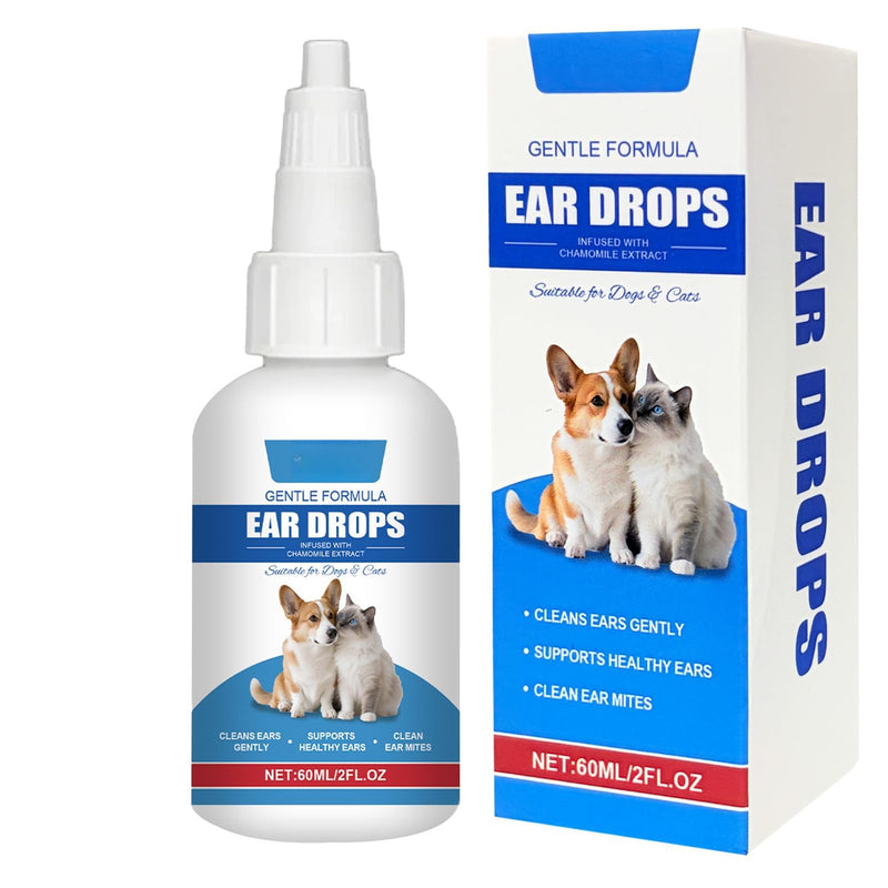 Dog Ear Cleaner Drops for Itchy Ears, Pet Ear Wash for Wax Removal and Odour Control, Gentle Ear Solution for Dogs and Cats for Daily Ear Hygiene