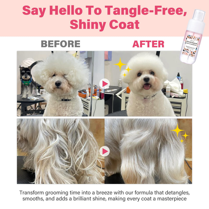 Dog Detangler & Dematting Spray - Leave-in Formula, Baby Powder Scent | Infused with Coconut Oil, Jojoba Oil, and Squalane for Easy, Tangle-Free Grooming - 3.38 fl. oz - BeesActive Australia