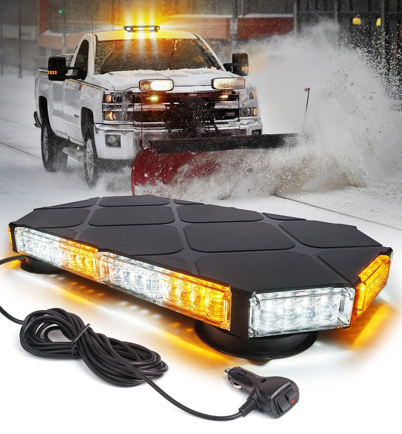 LUMENIX 56 LED Roof Top Strobe Beacon Lights Bar Rooftop Hazard Warning Emergency Safety Flashing Plow Light for Construction Vehicles Tow Commercial Trucks Postal Security Cars Snowplow - Amber White White Amber - BeesActive Australia