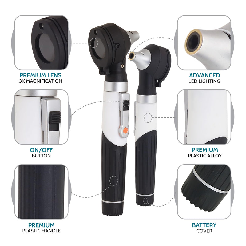Fiber Optic Mini Otoscope - Ear Scope with Light, Ear Infection Detector (Black Color) - BeesActive Australia