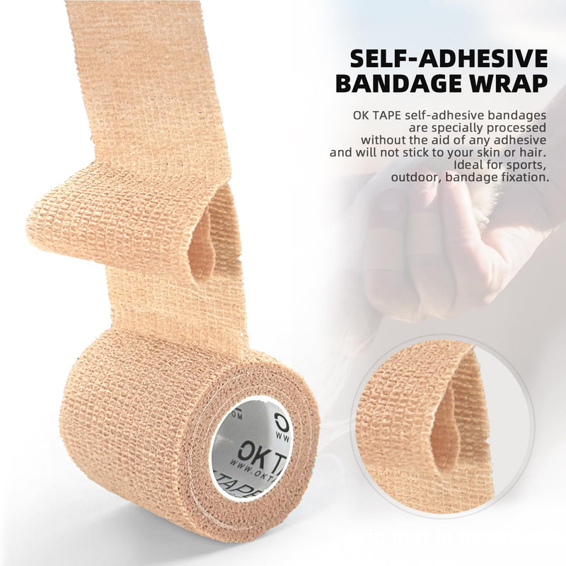 OK TAPE Self Adherent Cohesive Bandages Wrap - 12Packs, 3" x 5 Yards, Non-Woven Self Adhesive Bandage Wrap for Thumb, Finger, Wrist, Ankle, Vet Wrap Bandages Tape (Black) Black 3 In x 5 Yards - BeesActive Australia