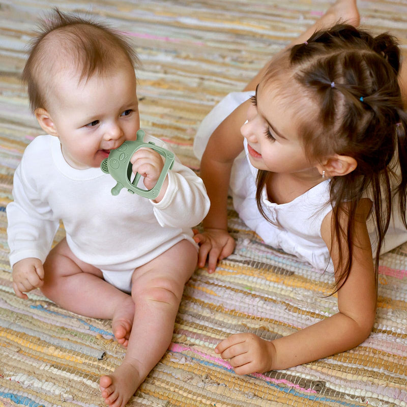 Baby Teething Toys for Infants 3+ Months Set of 3, Easy to Hold Silicone Teething Mitten with Soft Textures for Sensory Exploration and Teething Pain Relief, Baby Chew Toys for Sucking Needs Blue - BeesActive Australia