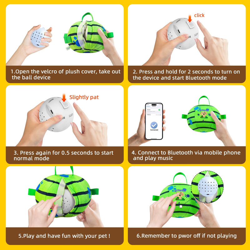 Interactive Dog Toys，Squeaky Dog Toy Support Bluetooth connection，Active Rolling Bouncing Dog Ball with Straps，Interactive Dog Toys for Boredom，Keep Them Busy Dog Toy Jumping Music Mode for Medium 5.51 inch Green - BeesActive Australia