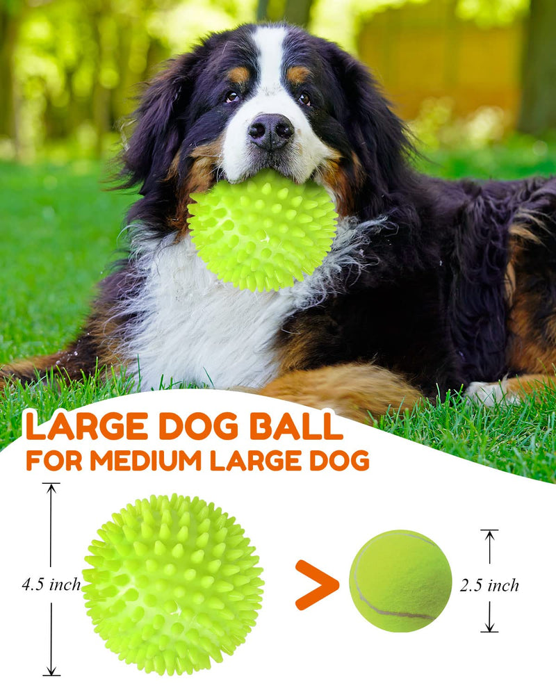 4.5” Heavy Duty Squeaky Dog Balls for Medium Large Dogs, Dog Toys for Aggressive Chewers, Spike Ball Toys for Clean Teeth and Training(2 Pack) 4.5" - BeesActive Australia