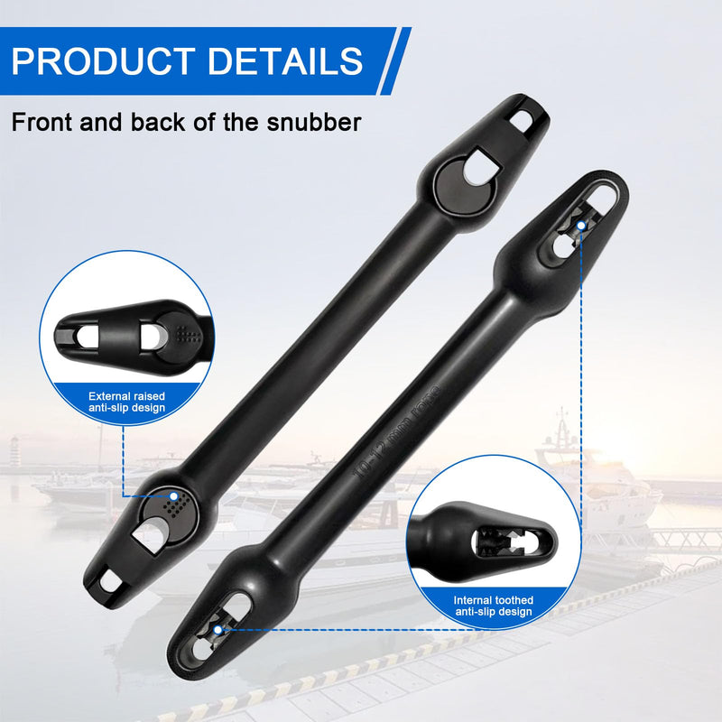 Dock Line EPDM Boat Mooring Snubber (Set of 2 Pack) for 3/8"-7/16" - UV Resistant Shock Absorber to Prevent Line Breakage, Reduce Noise & Protect Boat Cleats 3/8"-7/16"