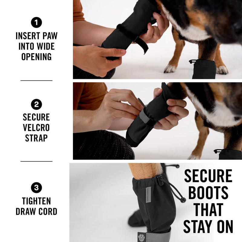 Canada Pooch Dog Winter Boots - Paw Protection, Anti-Slip Dog Shoes with Reflective Strap, Easy On for Small Medium Large Dog Booties - Black, Size 1 - BeesActive Australia