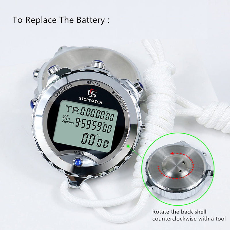 Stopwatch with Backlight，100 Lap Metal Stop Watch for Sports with Alarm Countdown 0.01second Timing, Digital Stopwatches Timer for Sports and Competitions